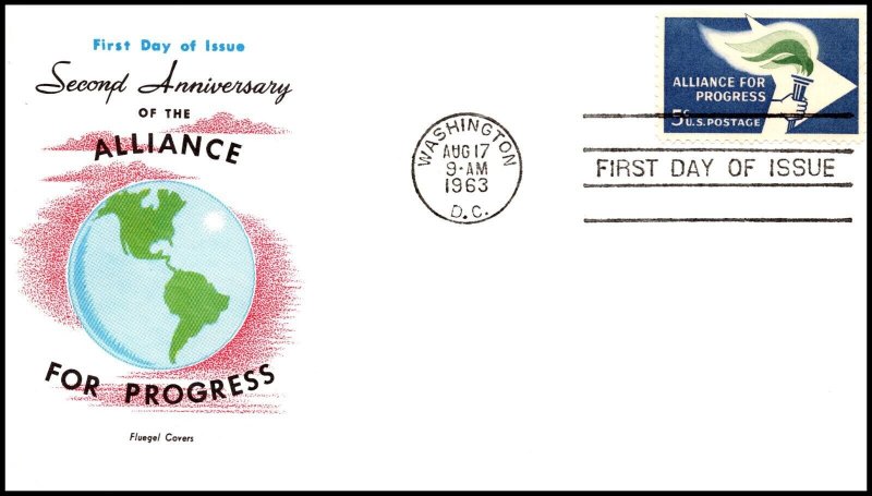 Scott 1234 5 Cents Alliance For Progress Fluegel FDC Unaddressed Planty 1234-15