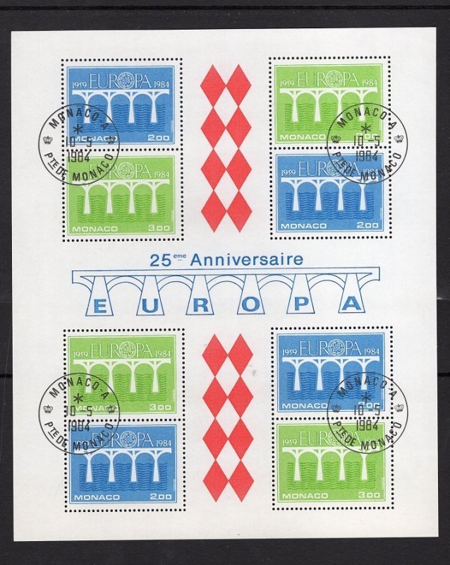 Monaco   #1424-125a  cancelled  1984    Europa   sheet   bridges