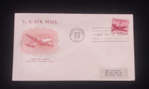 D)1948, U.S.A, FIRST DAY COVER, ISSUE, AVIATION, AIR MAIL STAMP 5 cent, FDC