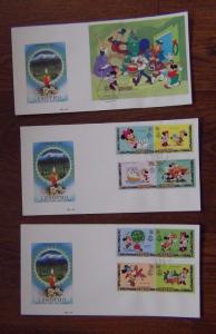 Lesotho 1982 Christmas Walt Disney set & M/S on First Day Cover 3 Covers 