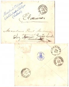 Belgium Official Free Mail 1892 Bruxelles to Florennes with blue hs and rever...