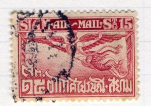 THAILAND;   1925 early Garuda Air issue fine used 15s. value Perf 12.5 issue