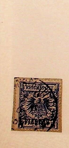 GERMAN OFFICES IN TURKEY Sc 10 USED ISSUE OF 1889 - 1p ON 20pf - on cut