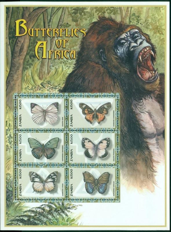 Zambia Scott #865-866 MNH Butterflies of Africa Fauna CV$12+