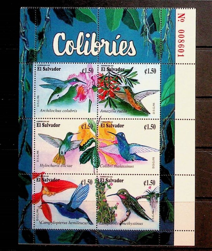 SALVADOR Sc 1490 NH MINISHEET OF 1998 - BIRDS