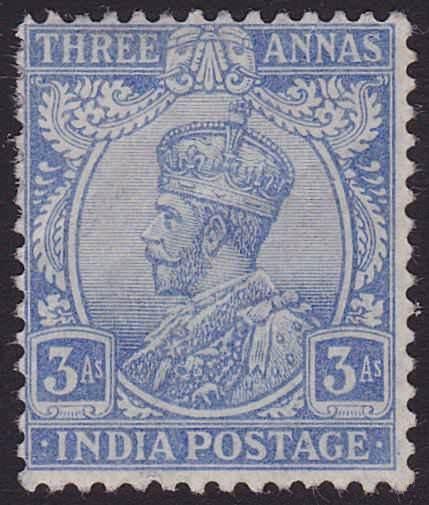 INDIA 1922-33 GV 3a blue SG209 fine mint....................................6342