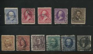 1890-1893 US Stamps #219-228 Used F/VF Set Catalogue Value $125