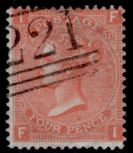 GB QV SG94, 4d vermilion plate 11, FINE USED. Cat £90. WMK INV FI