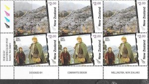 New Zealand #1963a  $2.00 Lord of The Rings (MNH) Block of 6  CV$19.50