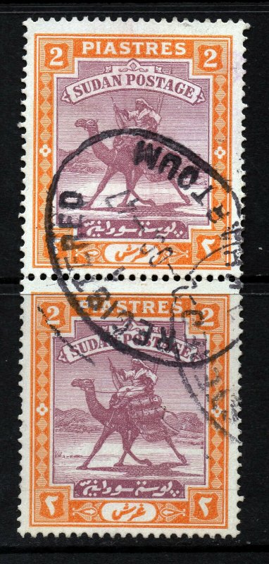 SUDAN 1948 Camel Postage 2p. Purple & Yellow-Orange PAIR SG 103 VFU