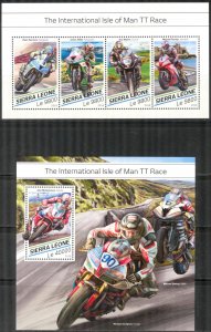 Sierra Leone 2018 Motorcycles Man TT Race sheet + S/S MNH