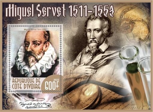 Stamps.Writers. Miguel Servet 2022 year 6 sheets perf Ivory Coast