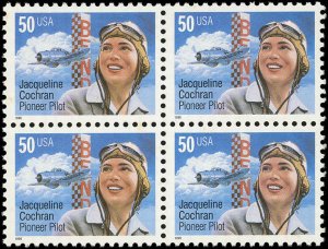 US Sc 3066 VF/MNH Block of 4 - 1996 50¢ Jacqueline Cochran - P.O. Fresh