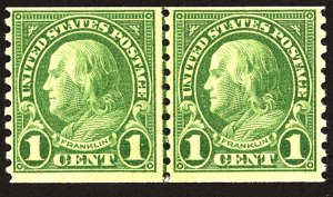 U.S. #597 MINT Line pair OG HR THin