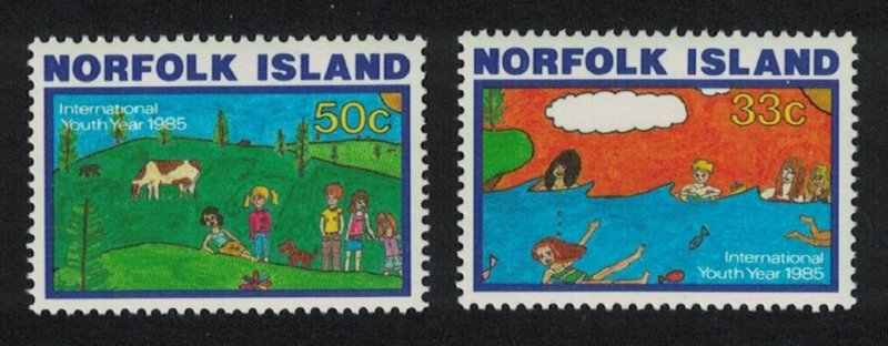 Norfolk Intl Youth Year Children's Paintings 2v 1985 MNH SC#369-370 SG#369-370