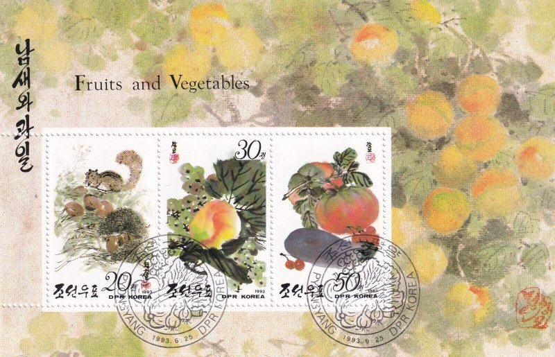 SA18e Korea 1993 Fruits and Vegetables used minisheet