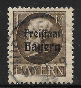 Bavaria - Scott #206 1M Brown  F VF  Used