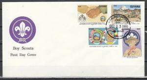 Guyana, Scott cat. 2503-2506. Korean Scout Jamboree issue. First day cover.