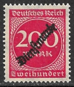 GERMANY 1923 200m Carmine Rose Overprinted OFFICIAL Sc O25 MNH