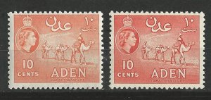 Aden # 49 ,49a   QE II Perf. 12  Camels  - 2 shades (2) VF Unused VLH