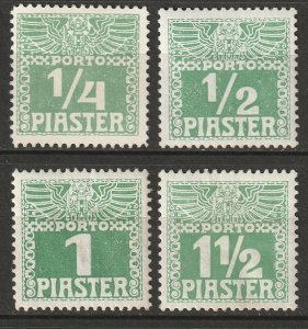 Austria Offices in Turkey 1908 Sc J6-9 postage due chalky pale green MH/MNG