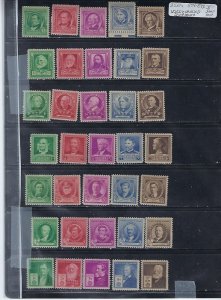 1940 FAMOUS AMERICANS USED & UNUSED 2 COMPLETE SETS SINGLES - SCV $50.00+