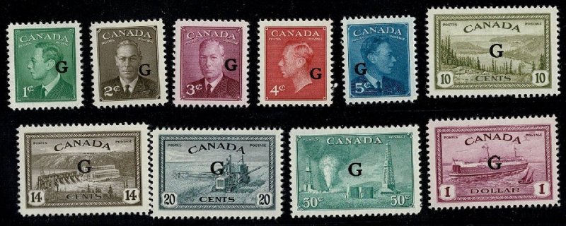 Canada #o16-25 G overprints MNH cpl