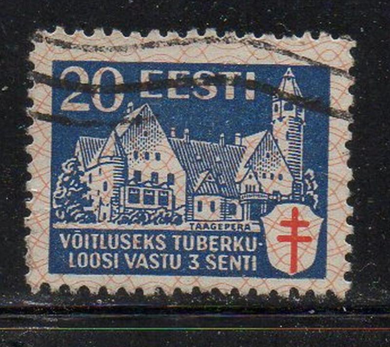 Estonia Sc B27 1933 20s +3s anti TB stamp used