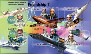 MOZAMBIQUE 2012 SHEET JOHN GLENN FRIENDSHIP SPACE ASTRONAUTS COSMONAUTS