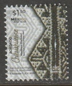 MEXICO NEW ISSUE 2025 $1.50 TEXTILES RE-DESIGN, SMALL SIZE. MINT, NH. VF.