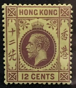 HONG KONG 1921-37 KGV 12c MLH MSCA SG#124c HK3791