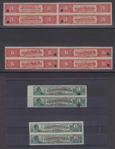 CUBA 1930 REVENUES CUT TOBACCO 3 & 6 Cents PAIRS & BLOCKSx4 SPECIMEN