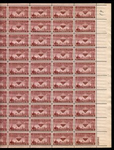 1002 American Chemical Society Sheet of 50 3¢ Stamps 1951