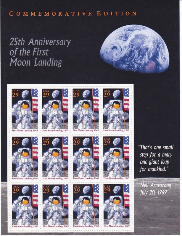 US 2841 MNH 1994 29¢ MOON LANDING Pane of 12