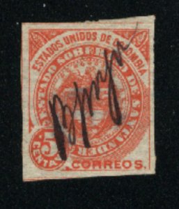 Colombia-Santander #2   Used VF 1884 PD