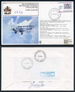 FF28c 50th Ann 1st England-Austrailia Official Airmail Signed by R.B. Tapp (B)