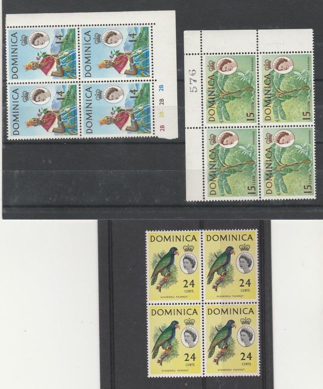 DOMINICA 1963 QEII PICTORIAL 14C 15C AND 24C MNH ** BLOCKS