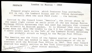 England Britain 1860 Boston MA Steamer America Transatlantic Stampless Cov 77666