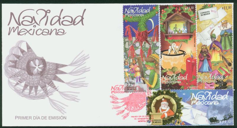 MEXICO 2764-65, Cacheted FDC. Christmas Season.