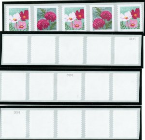 US  5665  Butterfly Garden Flowers - (3) PNCs of 5 with Back Numbers- MNH-2022