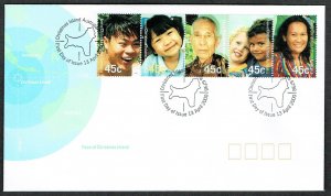 SALE Christmas Is. New Millennium Faces of Christmas Island 5v strip FDC 2000