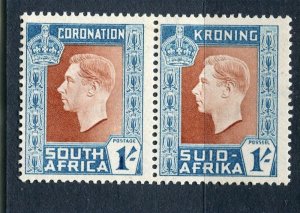 SOUTH AFRICA; 1937 early GVI Coronation issue Mint hinged 1s. Pair