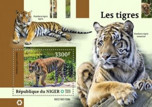 Niger - 2019 Tigers on Stamps - Stamp Souvenir Sheet - NIG190109b