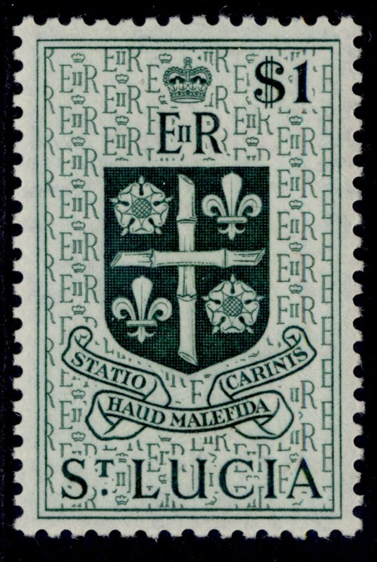 ST. LUCIA QEII SG183, $1 bluish green, M MINT.