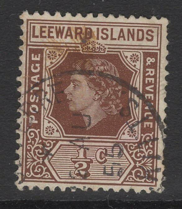 LEEWARD ISLANDS SG126 1954 ½c BROWN FINE USED