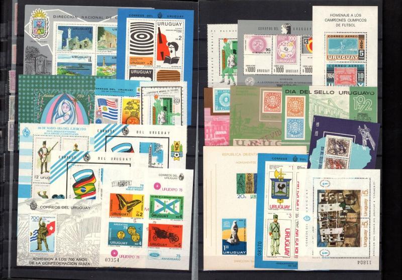 Uruguay MNH stamp collection lot 1898 to 1990 $$ regular + air mail + blocks BOB