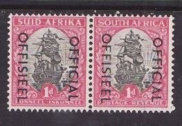 South Africa-Sc#o44- id9-unused og NH 1p official pair-Ships-1950-54-
