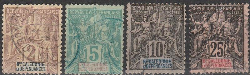 New Caledonia #41, 43, 45, 50  F-VF Used CV $15.80  (A15121)