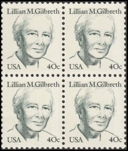 1984 Lillian Gilbreth Psychology Block of 4 40c Postage Stamps, Sc#1868, MNH, OG