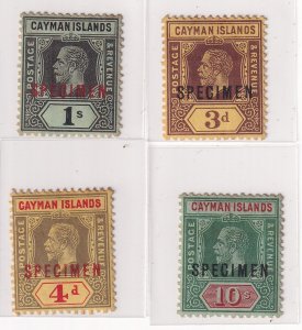 Cayman Islands 1910s Specimen Set (4) – Red & Black Overprints, MH